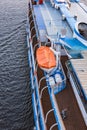 The lifeboat is fixed on a white ship Royalty Free Stock Photo