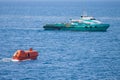 Lifeboat or rescue boat in offshore, Safety standard Royalty Free Stock Photo