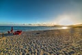 Lifeboat by the shore at dusk Royalty Free Stock Photo