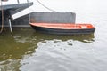 Lifeboat tied for cargo ships at the rudder Royalty Free Stock Photo