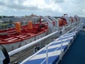 Lifeboats on a cruise ship in Nassau, Bahamas