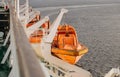 lifeboats on the ferry autumn cruise in the Baltic Sea Royalty Free Stock Photo