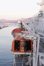 Lifeboats on the side of a ferry Royalty Free Stock Photo