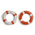 Lifebuoies icons set. Life preserver or saver red and white. Royalty Free Stock Photo