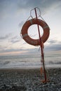 lifebuoy on the Black Sea coast.