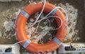 Lifebuoy boat rescue equipment at sea Royalty Free Stock Photo