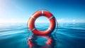 A lifebuoy on calm waters, Ai generated image Royalty Free Stock Photo