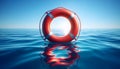 A lifebuoy on calm waters, Ai generated image Royalty Free Stock Photo