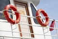 Lifebuoy on the deck of a cruise ship, close-up. Lifebuoy on the deck of a ship Royalty Free Stock Photo