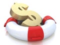 Lifebuoy and a dollar sign Royalty Free Stock Photo