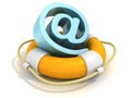 Lifebuoy Email AT blue symbol on white