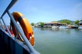 Lifebuoy on ferry boat for safety Royalty Free Stock Photo