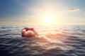 Lifebuoy floating sea. Generate ai Royalty Free Stock Photo