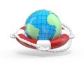 Lifebuoy and globe Earth