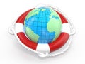 Lifebuoy and globe Earth