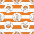 Lifebuoy hand drawn pattern on the orange strips