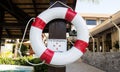 Lifebuoy hanging on pole Royalty Free Stock Photo