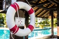 Lifebuoy hanging on pole Royalty Free Stock Photo