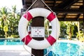 Lifebuoy hanging on pole Royalty Free Stock Photo