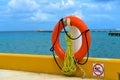 Lifebuoy hanging on a ship