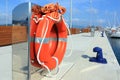 Lifebuoy in harbor Royalty Free Stock Photo
