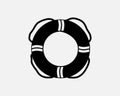 Lifebuoy Ring Life Buoy Float Floatation Emergency Rescue Black White Silhouette Sign Symbol Icon Vector