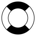 Lifebuoy illustration, black and white vector symbol shape of life belt ring buoy Royalty Free Stock Photo