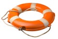 A lifebuoy isolated on a white or transparent background. Close-up of an orange lifebuoy. Graphic design element on the Royalty Free Stock Photo