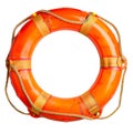 A lifebuoy isolated on a white or transparent background. Close-up of an orange lifebuoy. Graphic design element on the Royalty Free Stock Photo