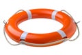 A lifebuoy isolated on a white or transparent background. Close-up of an orange lifebuoy. Graphic design element on the Royalty Free Stock Photo