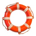 A lifebuoy isolated on a white or transparent background. Close-up of an orange lifebuoy. Graphic design element on the Royalty Free Stock Photo