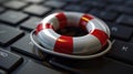 The lifebuoy on keyboard.AI generated image Royalty Free Stock Photo