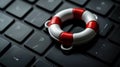 The Lifebuoy on Keyboard.AI generated image Royalty Free Stock Photo