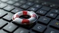The lifebuoy on keyboard. AI generated Royalty Free Stock Photo