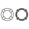 Lifebuoy line and glyph icon, sos