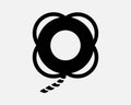 Lifebuoy Ring Life Buoy Lifesaver with Line Rope String Black White Silhouette Sign Symbol Icon Vector Royalty Free Stock Photo