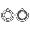 Lifebuoy line and solid icon, Summer concept, life preserver sign on white background, Life saving ring icon in outline Royalty Free Stock Photo