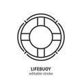 Lifebuoy line vector icon. Life saving sign. Editable stroke