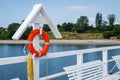 Lifebuoy at pier in Gdynia Orlowo, Poland Royalty Free Stock Photo