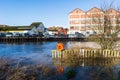 Lifebuoy post in flood Royalty Free Stock Photo