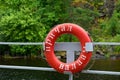 Lifebuoy on the quay of Valaam Royalty Free Stock Photo