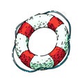 lifebuoy ring sketch hand drawn vector Royalty Free Stock Photo