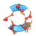Lifebuoy, rope bow with Christmas ball .