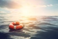 Lifebuoy safeguard floating sea. Generate ai Royalty Free Stock Photo