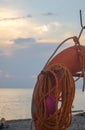 lifebuoy on a sea beach Royalty Free Stock Photo