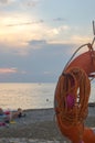 lifebuoy on a sea beach Royalty Free Stock Photo