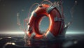 Lifebuoy in a stormy blue sea Royalty Free Stock Photo