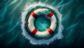 Lifebuoy in a stormy blue sea Royalty Free Stock Photo