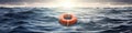 Lifebuoy in a stormy blue sea Royalty Free Stock Photo