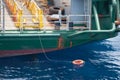 Lifebuoy in a stormy blue sea, Lifebuoy in blue sea, safety equipment in offshore or marine Royalty Free Stock Photo